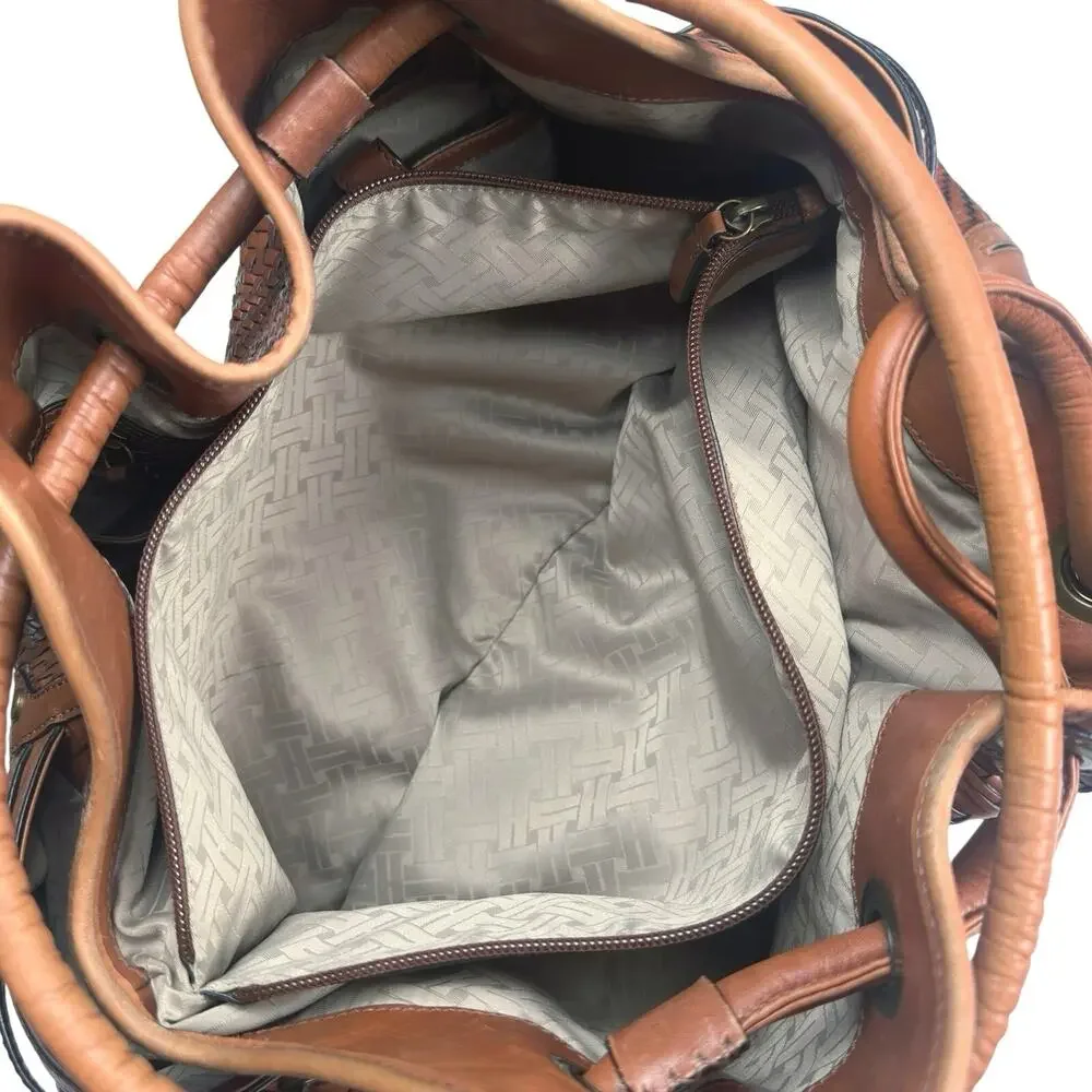 Cole Haan | Women | Genevieve Woven Leather Cognac Hobo Satchel Shoulder Handbag